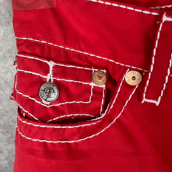 True-Religion Men's Red and White Surf Shorts Size 36 - Picture 3 of 8